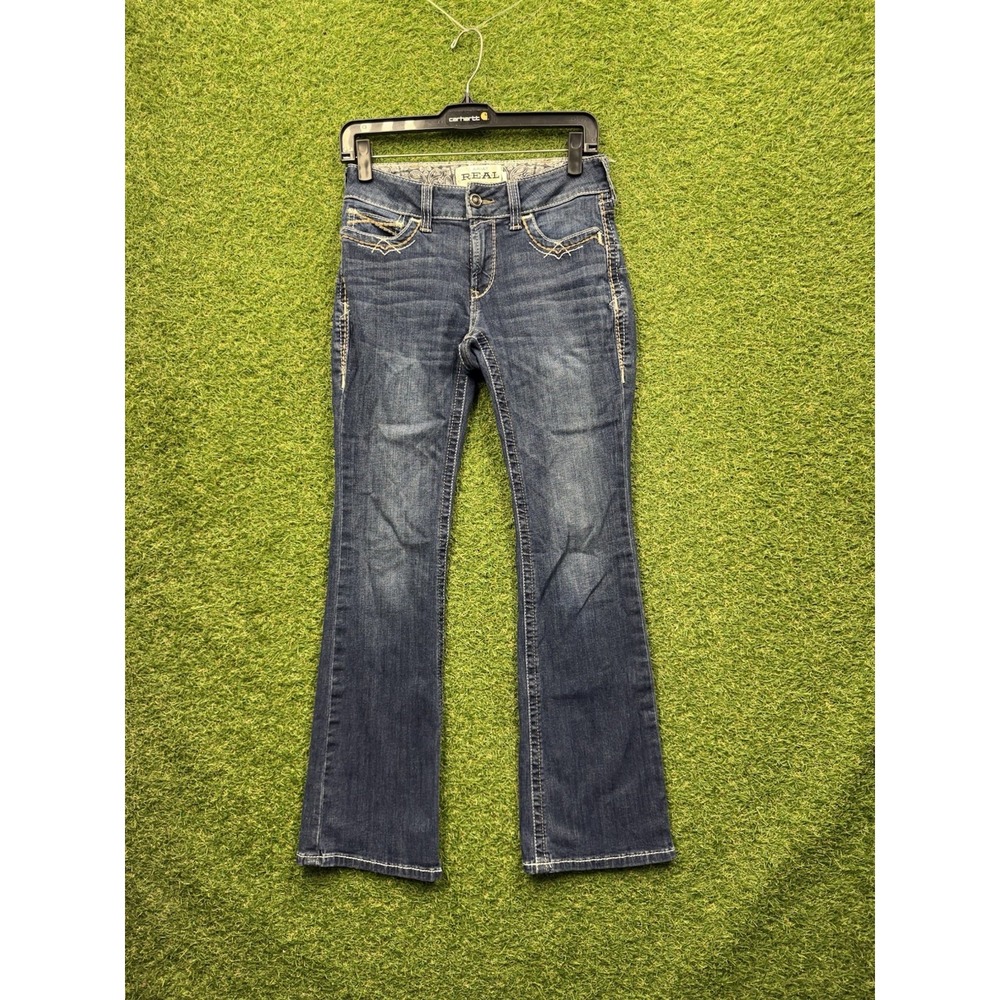Ariat Real Jeans Womens 28R Bluebell Flare Western Trouser Dark Wash Denim Work